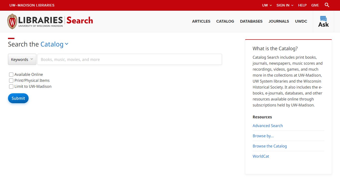Search UW-Madison Libraries