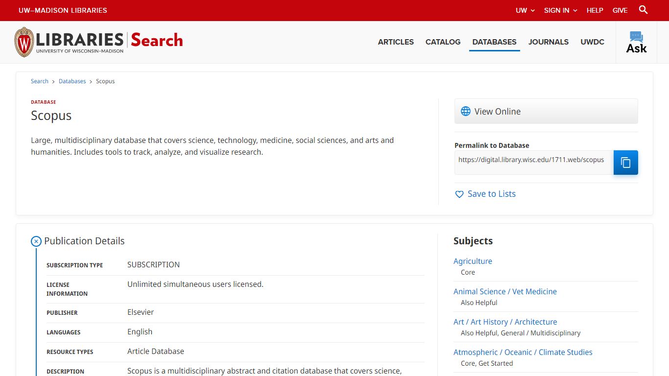 Scopus - Databases - UW-Madison Libraries